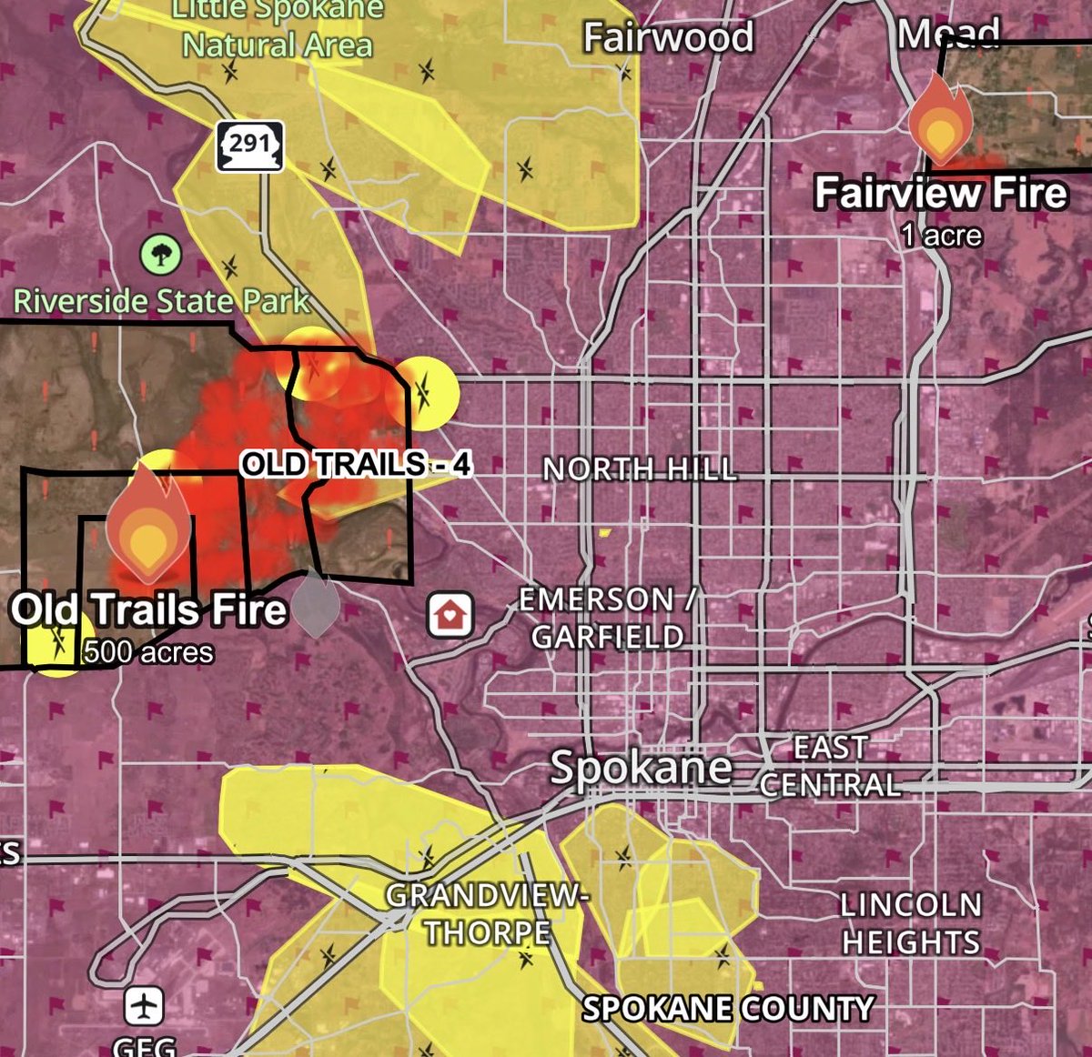 wxnado1's tweet photo. This has potential to be something scary, #OldTrailsFire showing extreme fire behavior. Another fire also just popped up minutes ago and its already spreading/threatening structures #FairviewFire https://t.co/sYr6kF8BWy