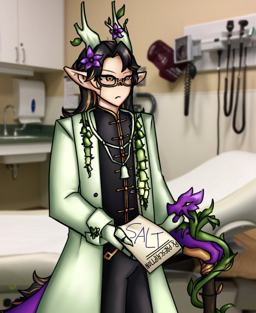 mytholinical's tweet photo. Full drawing of @JF__MD 
Highly recommend, I'm really happy to see actual doctors being vtubers and content creators in general! Someone's gotta fact-check the Tiktok grifters https://t.co/8t2951N2Zh