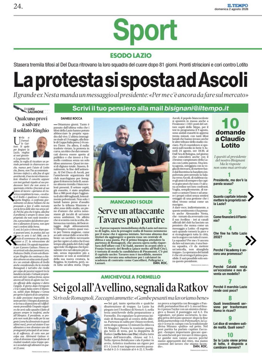 SpaceLazio's tweet photo. Il @tempoweb di domani: https://t.co/sS9MxmXzOb