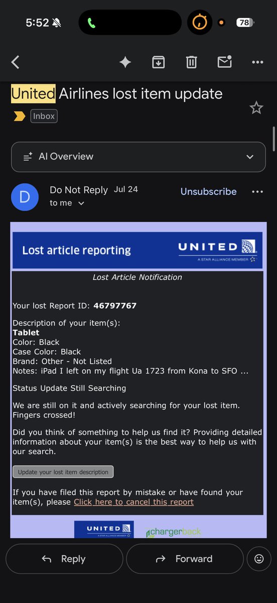 gucciricucci's tweet photo. Hey @united - please give me back my iPad that is at your SFO terminal 3 lost and found. I walked up to the United lost and found desk at terminal 3 in SFO, showed the United employee at the desk that my iPad was right behind them inside the lost and found - and they refused to help me or let me have it back. They told me to file an online ticket. So I filed the ticket July 13th and here we are August 1st nearly a month later nothing has happened, as shown in the image I uploaded. This is absurd please give me back my iPad. Especially after I spend thousands on first class tickets for that flight