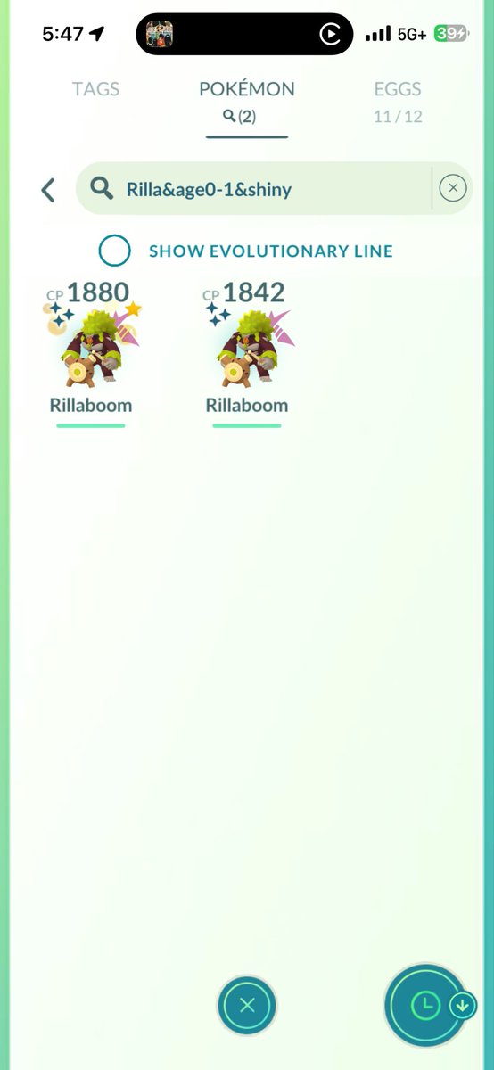 Willn386's tweet photo. Gigantamax Rillaboom Max Battle Day!

Wayyy under odds.. was able to catch 2 ✨ after just 8 battles remoting last night. 
Thankfully managed 3 ✨ total after 26 battles! 
Mirror traded one, traded away one to someone in the community, with one left over. 😁

#Pokemon #PokemonGO https://t.co/TDnul2V4MY