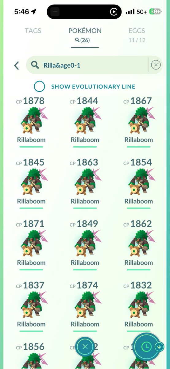Willn386's tweet photo. Gigantamax Rillaboom Max Battle Day!

Wayyy under odds.. was able to catch 2 ✨ after just 8 battles remoting last night. 
Thankfully managed 3 ✨ total after 26 battles! 
Mirror traded one, traded away one to someone in the community, with one left over. 😁

#Pokemon #PokemonGO https://t.co/TDnul2V4MY