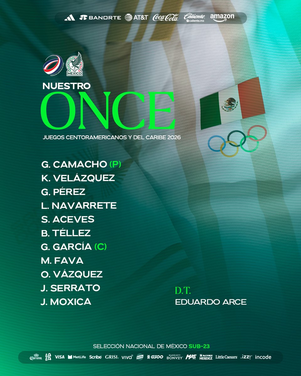 miseleccionsubs's tweet photo. #Sub23 | ¡Los once elegidos! 1️⃣1️⃣

Incondicionales, les compartimos nuestra alineación para el partido contra República Dominicana en los Juegos Centroamericanos y del Caribe 2026.

#JCC2026 💚🤍❤️ https://t.co/vfbBXwwv3X