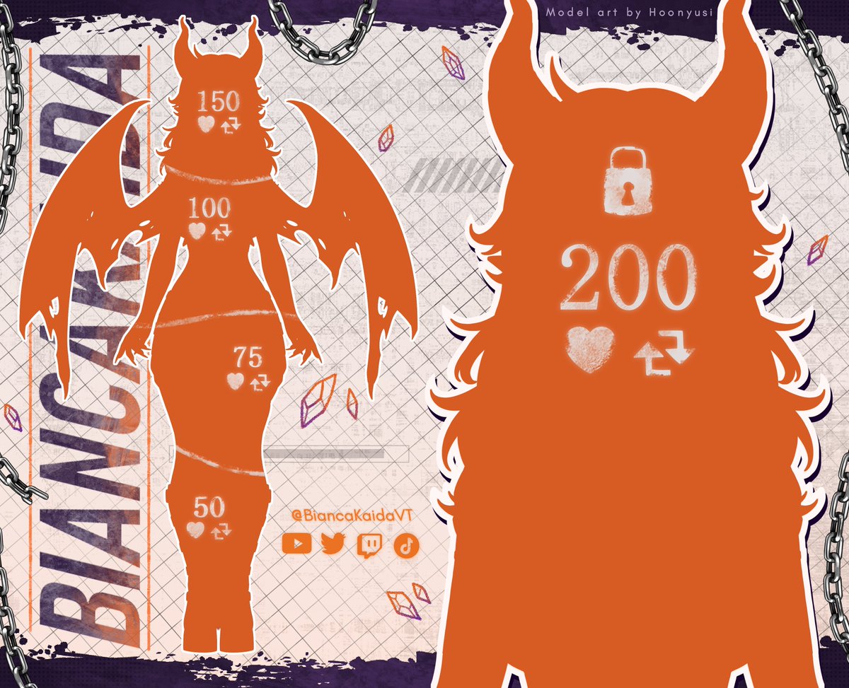 BiancaKaidaVT's tweet photo. ⛓️3.0 MODEL REVEAL⛓️

The circle has been drawn... 🧡
  The crystals are glowing... 🔮
Release the Queen from her chains... 👑

❤️+ 🔁to reveal!
#Vtuber #ModelReveal #ENVtuber https://t.co/2h8ApAzppw