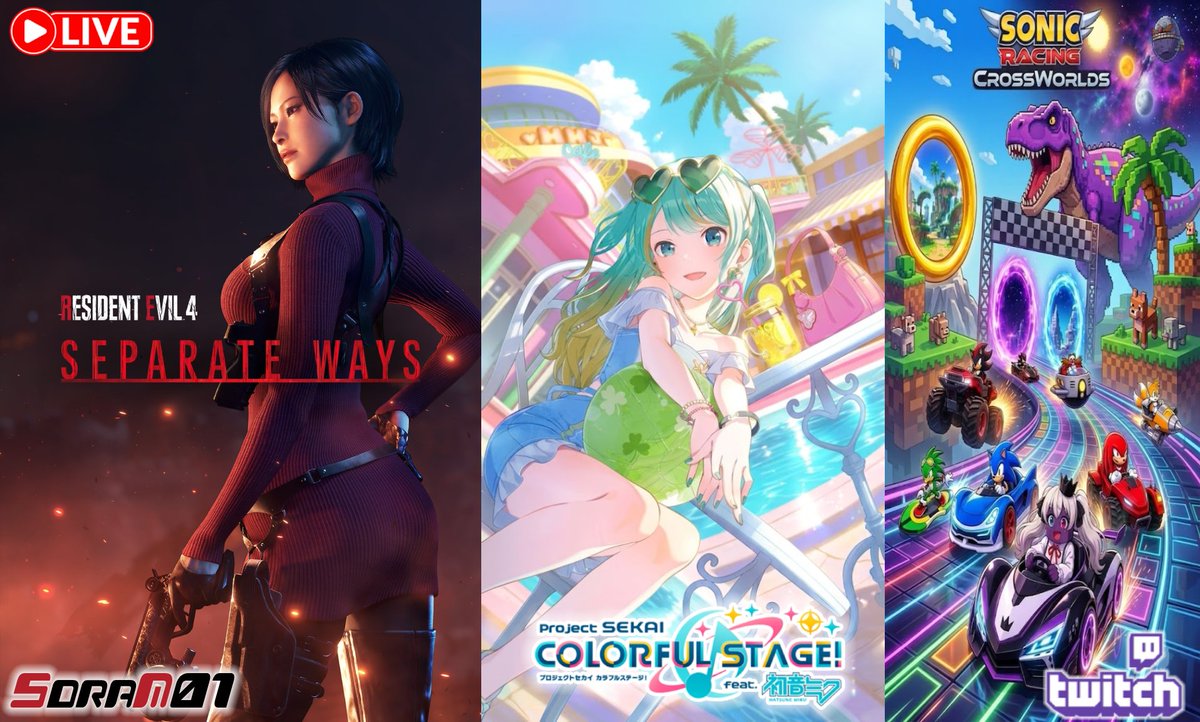 SoraM01_Games's tweet photo. Ya es fin de semana Papus!!
Y hay que terminar el DLC de Ada en #ResdientEvil4!!
Despues Noche Ritmica en Project Sekai que hay nuevos eventos!!
Y despues carreras con la comunidad en el Festival de Sonic Carros!!
#Twitch #Stream #SonicRacingCrossWorlds #プロセカ #RhythmGames https://t.co/lrAbTQBnQb