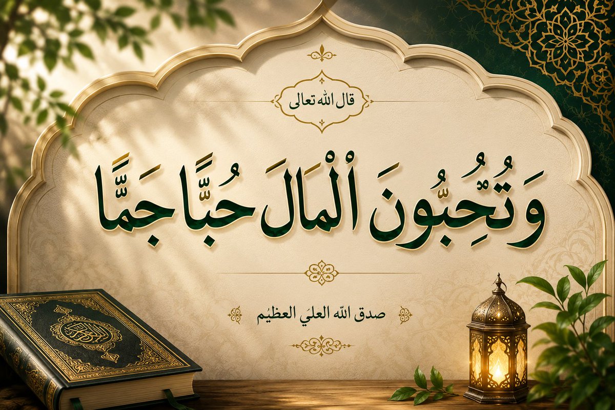 YasserAlTaei's tweet photo. وَ تُحِبُّونَ الْمالَ حُبًّا جَمًّا« الجم»: بمعنی الكثير، كما جاء في( مصباح اللغة)، و( المقاييس)،
و( الجمّة) الشعر المتجمع في مقدمة الرأس.

فأنتم .. عبدة دنيا، طالبو ثروة، عشاق مال و متاع .. و من يكون بهذه الحال فمن الطبيعي أن لا يعتني في جمعه للمال، أ كان من حلال أم من حرام. https://t.co/SHfsnSNPTe
