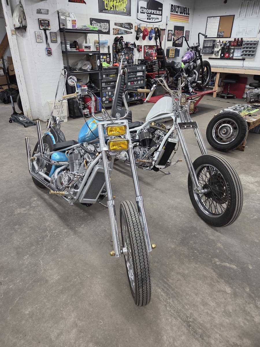 TwoWheelTrashWv's tweet photo. @twowheeltrash.com 

Pics of some of our current builds
Blue bike was in Cycke Showcase show in St Louis and white chopper will be in the up coming Glory Daze show in September. We love our choppers. Keep em trashy and free. https://t.co/xaFkc1khgr