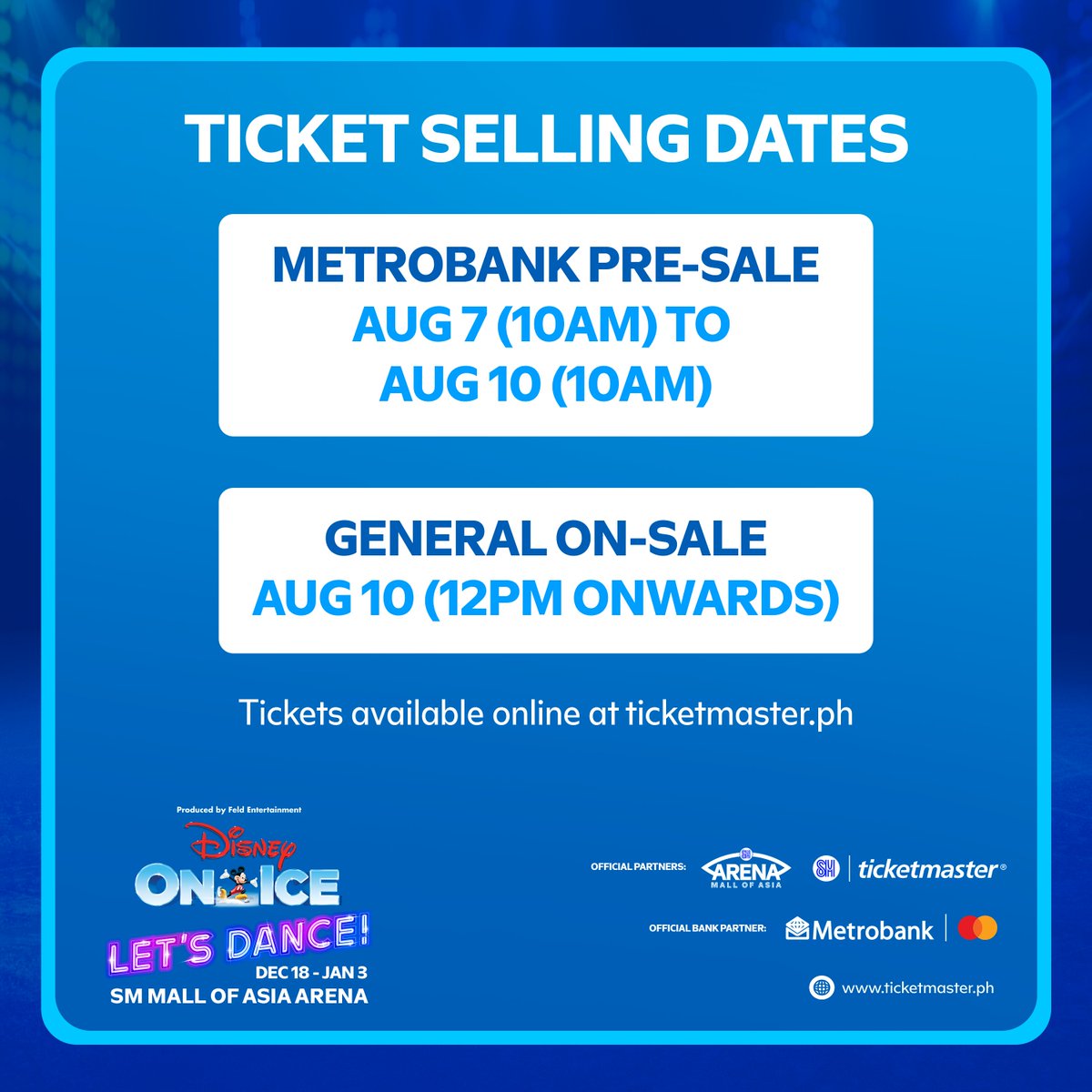 MOAArena's tweet photo. Experience world-class ice skating and immersive stories as Disney magic brings music alive at Disney On Ice presents Let’s Dance!

Mark your calendars, tickets go on general sale beginning August 10, 2026 online at https://t.co/l7pKlIL43g.

#DisneyOnIce #MOAArena https://t.co/k0913NXlSy