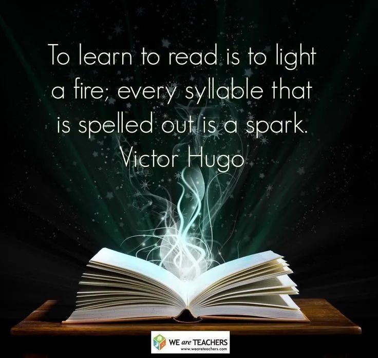 BookChat_'s tweet photo. To learn to read is to light a fire; every syllable that is spelled out is a spark. ~Victor Hugo #Quote https://t.co/D9gcBbRzmb