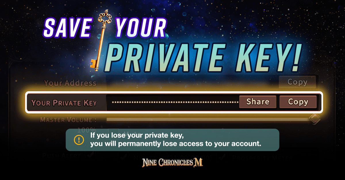 NineChronicles's tweet photo. 🔑 No Keys, 𝙉𝙤 𝙂𝙖𝙢𝙚 😮

Unlike other games, for Nine Chronicles, your Private Key is EVERYTHING. Losing your Private Key means losing your account permanently!

Learn how to keep it safe!
▶️ https://t.co/vQD09VUM7n https://t.co/BfXYyIuYvD