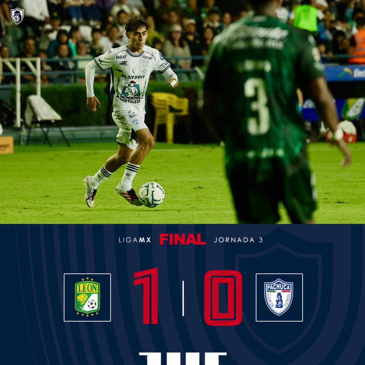 Tuzos's tweet photo. ⌚️ MF | 🦁 León 1-0 PACHUCA 🌪️

Fin del partido 

Por: @Telcel 

#LeonPachuca https://t.co/1nUrNXPCMt