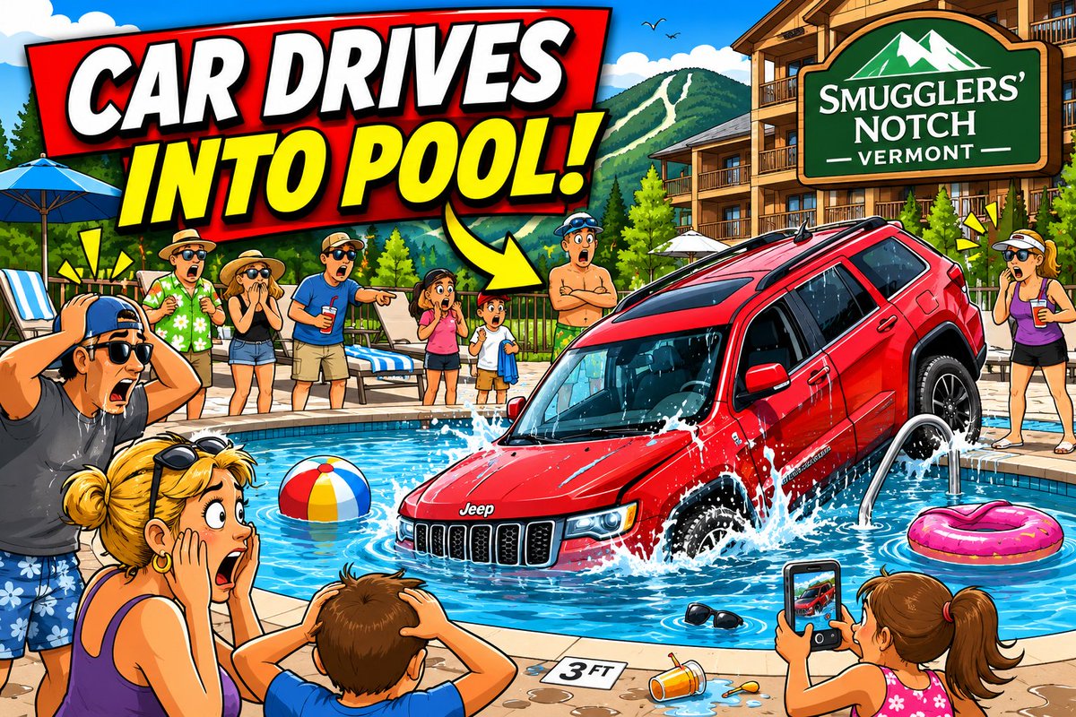 TUGTIMESHARE's tweet photo. SUV Crashes into resort pool at Smugglers Notch!
https://t.co/p0rBbIkS9n
#SmugglersNotch #VacationFail https://t.co/ALsVo6Zl3O