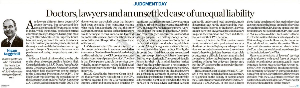 nsnigam's tweet photo. Lawyers, doctors and the Consumer Protection Act. https://t.co/6KbZyKjqeh
