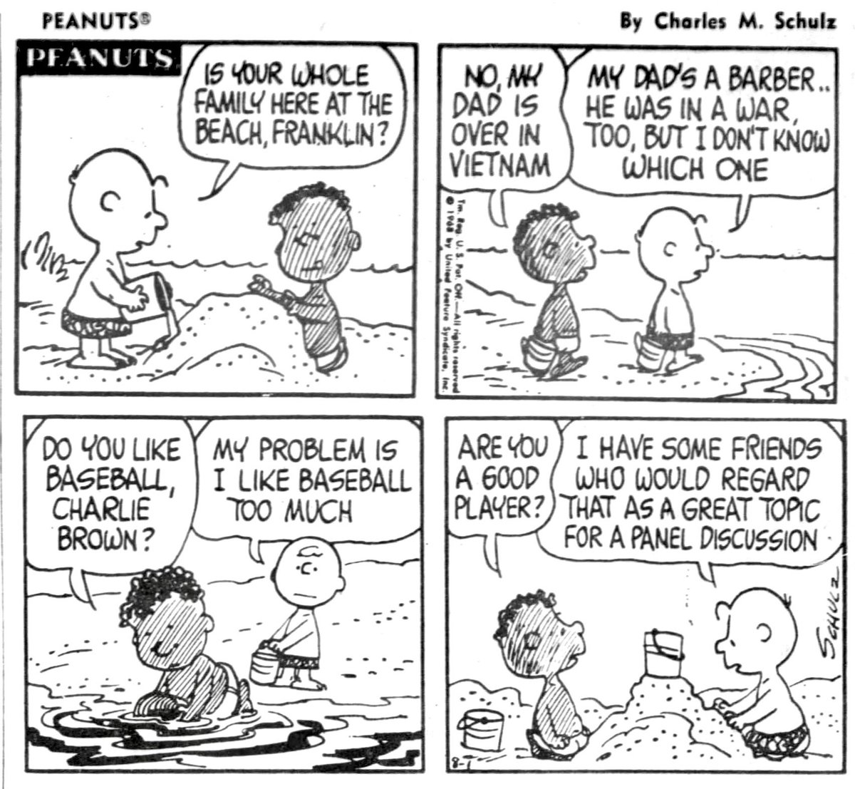 ClassicStrips's tweet photo. Peanuts 
Charles Schulz 08.01.68 https://t.co/FNq9MpmbCH