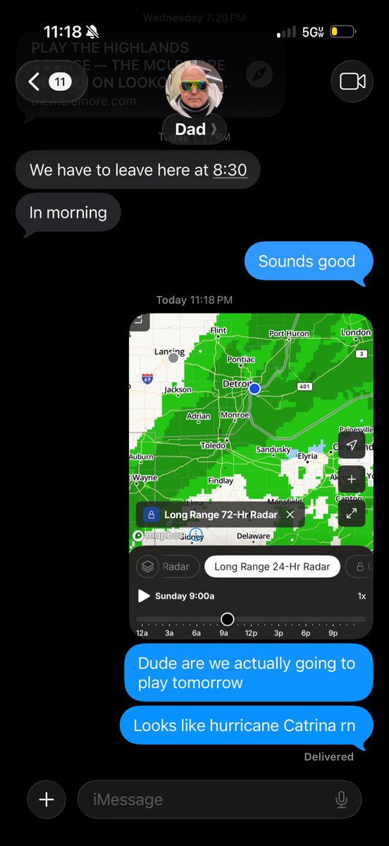 bookofmaxpower's tweet photo. Currently blacked out, need the weather to clutch up and cancel this 9am tee time with the old man. https://t.co/L2ZUWZTM9v