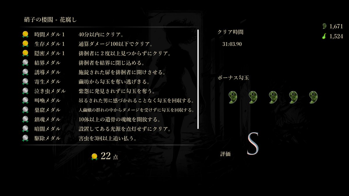 ponko2_ef's tweet photo. 硝子の楼閣 花腐し 修羅の足枷
一発クリアできたー
残りは水底とヒグラシ久遠
#ShadowCorridor2 https://t.co/CZzT1bDhgR