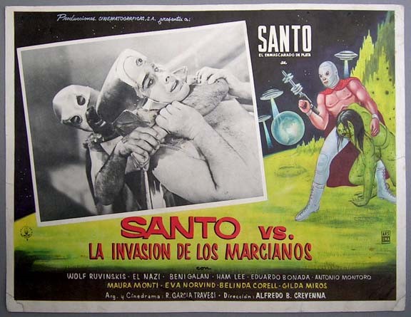 RanesHook's tweet photo. #SciFiSaturday - SANTO VS THE MARTIAN INVASION (1967) - Mexico's premiere Luchador wrestler/crimefighter #ElSanto is the world's only hope against a bizarre invasion from Mars! https://t.co/6ygwsWONel https://t.co/D2xLtK2MdQ