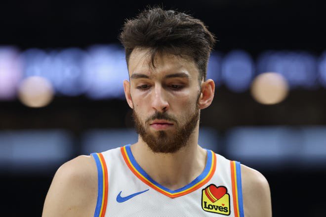 SleeperThunder's tweet photo. Chet Holmgren describes the departures of Lu Dort, Isaiah Joe, and Aaron Wiggins as “losing a family member.”

“Man, it’s like losing a family member. That's how the business of this game goes. No team, all 17 guys, sticks together forever. But it doesn't make it hurt less when you see guys go. At the same time, I'm excited for them [Dort and Wiggins] and the opportunity they're going to have in Atlanta. I'm happy for whatever major milestones they reach over there.”

(Via @BenGolliver) | #ThunderUp