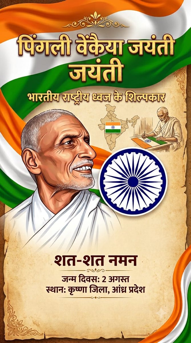 manoj93750's tweet photo. 🇮🇳 महान राष्ट्रभक्त पिंगली वेंकैया जी की जयंती पर सादर नमन।
उन्होंने भारत के राष्ट्रीय ध्वज की परिकल्पना कर देश की पहचान को नया गौरव दिया।
उनका योगदान और देशप्रेम सदैव हम सभी को प्रेरणा देता रहेगा।
#पिंगली_वेंकैया जी की जयंती पर हार्दिक मंगलकामनाएं।
#PingaliVenkayya
#NationalFlag https://t.co/tmMeF8ntGj