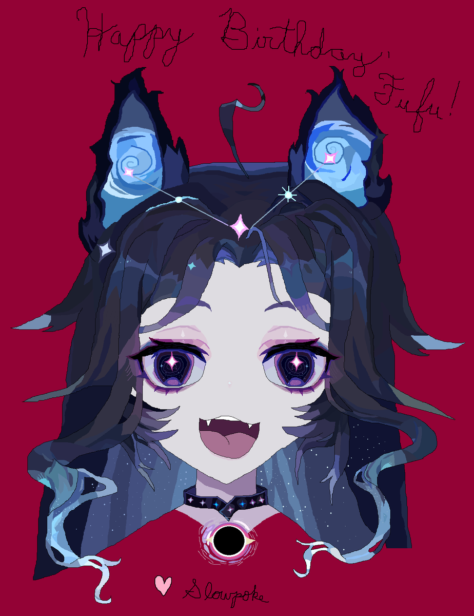 TwitchSlowPoke's tweet photo. Happy birthday, Fufu!  I hope that you have an amazing day to celebrate!  Enjoy your day/ stream &amp; I hope you enjoy this lil' MSPaint present.  Have a wonderful birthday, @FufuVT !

#ArtoFufu https://t.co/Hd5dBF78sO