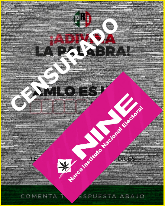 edubacio's tweet photo. .
 ℂ𝔼ℕ𝕊𝕌ℝ𝔸𝔻𝕆 por el Narco Instituto Nacional Electoral NINE por que le dicen Narco al KaKaSGaY  
#NarcoPartidoMorena https://t.co/kukywf0d0u