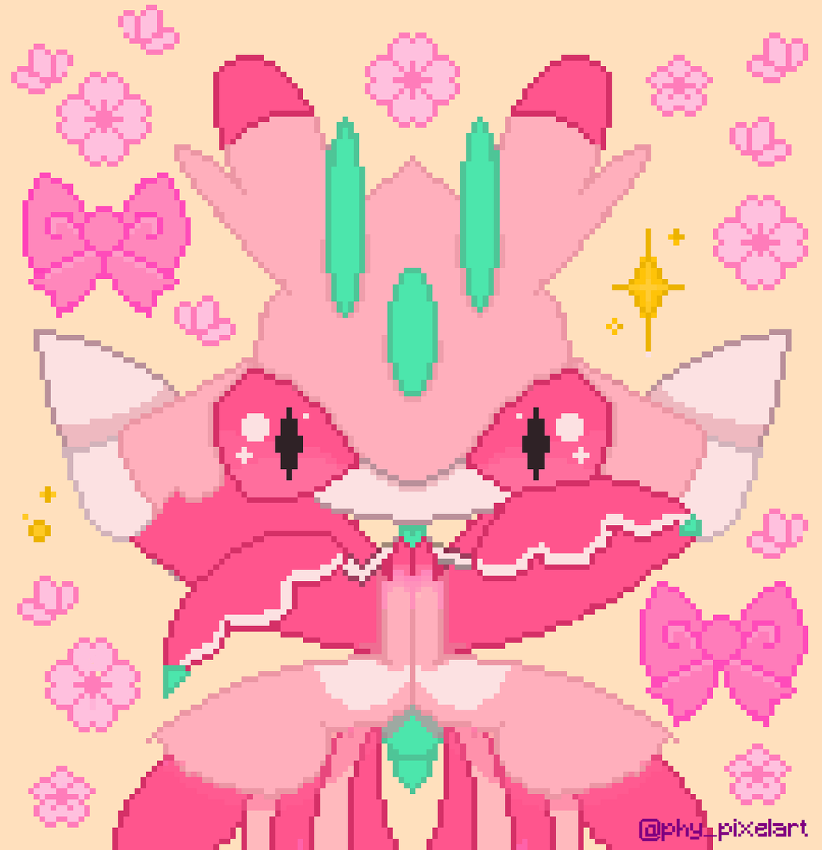 mariphy23's tweet photo. Aprovecho la ocasión para subir un dibujito que hice de Lurantis en pixelart a inicios de año, no lo había subido aquí y me gustó mucho uwu 
#pokemon #pixelart https://t.co/kCEVFWMv5i