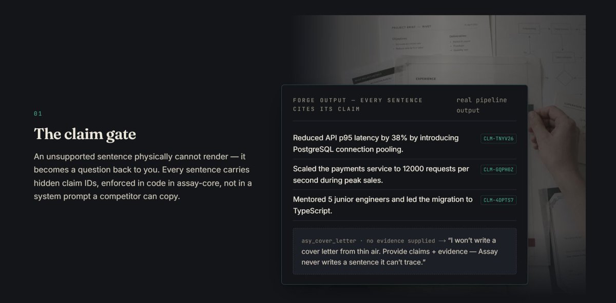 AssayAgent's tweet photo. A small rule we put into Assay that turned out to matter more than expected: a refusal never costs money.

The situation is ordinary. An agent calls a paid service with a request that cannot produce what was advertised. Wrong shape, missing input, nothing to work with. Most APIs have already taken payment by this point, because the payment gate sits at the front and validation sits behind it. So the buyer pays, receives an error, and that is the transaction.

We moved validation in front of the gate. If a request cannot produce the advertised capability, Assay rejects it with a 400 before payment is ever considered, and the response says charged: false. It also names the missing input, lists the keys that satisfy it, and includes a working example so the caller can fix it on the next attempt rather than guessing.

The reasoning is simple enough. In an agent to agent economy, the buyer is software. Software cannot complain, cannot ask for a refund, and cannot decide you were unfair. It just pays. That asymmetry is exactly why the seller has to decide the question before the money moves, because nobody downstream is going to decide it for them.

The same instinct drove the free tier. Seal verification, job status and job result are never gated, and every service publishes its full input contract at a schema endpoint with price, arguments and an example. A buyer can learn precisely what to send before spending anything.

None of this is expensive to build. It is mostly a question of where you put the gate relative to the validator. But it decides what kind of business you are running here on @XLayerOfficial .

You can test both without spending anything. The curl commands are on https://t.co/4nm6tuCc5Q