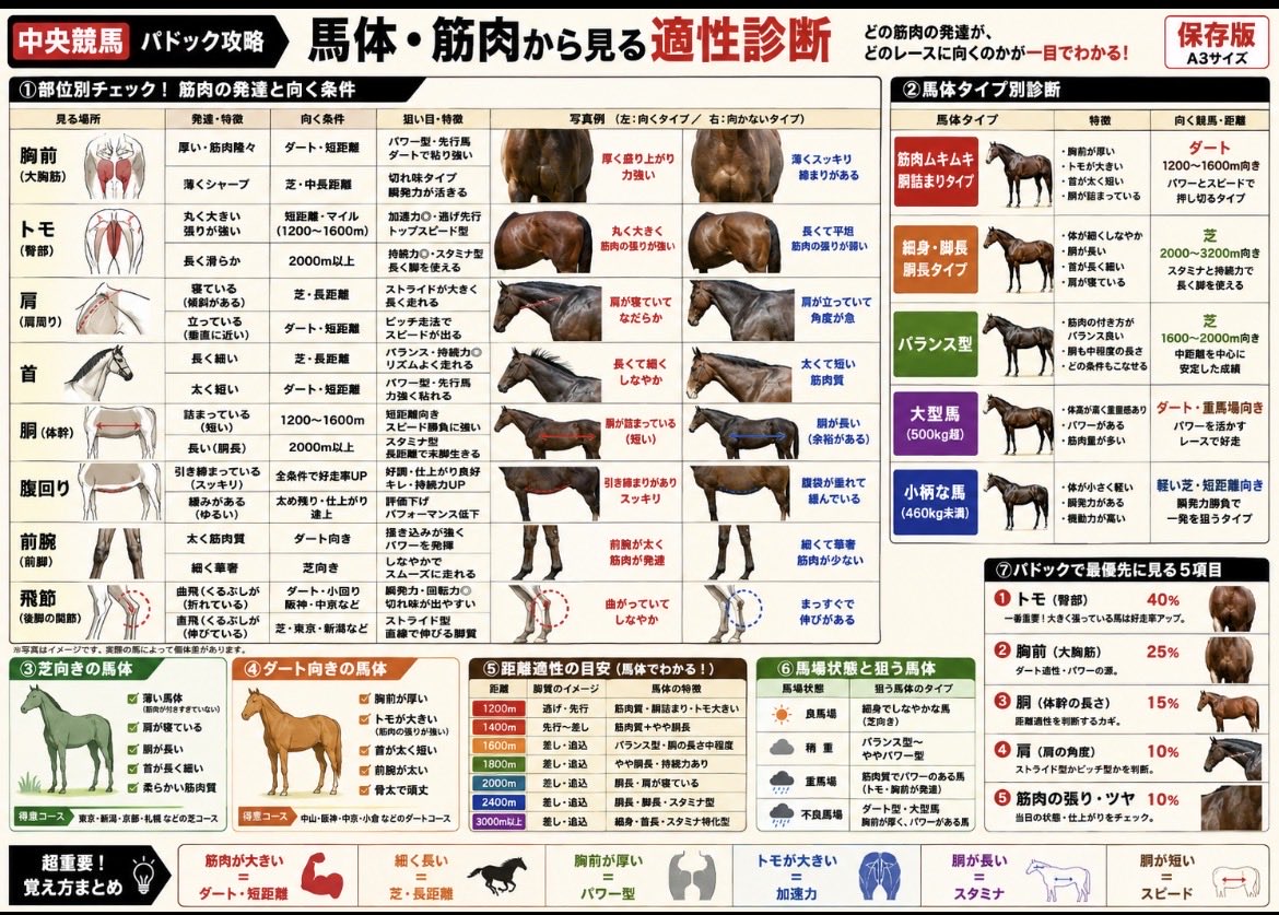 bigchanbigchan's tweet photo. ٩( 'ω' )競馬初心者🔰のフォロワーさんが増えているので

この機会に競馬を学ぼう⑧🐴
「馬体について知ろう」

前レースとの馬体写真の比較
特に身体が出来てくる2歳→3歳の成長期
に見ると、この馬この筋肉が成長したから今回買いかも！？等、楽しめるかも🐴 https://t.co/sPQeXy7ZlY