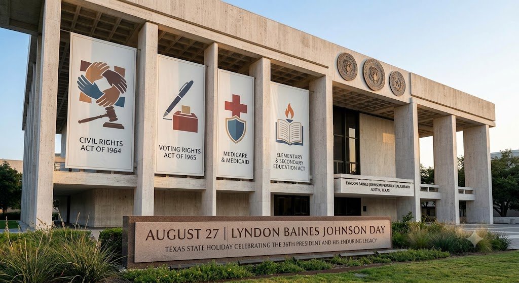 MyTexDiversity's tweet photo. Celebrate #LyndonBainesJohnsonDay #LBJDay! ๐ค Today, we honor the 36th U.S. President and a native #Texan. A leader whose 'Great Society' vision & landmark legislation, including the #CivilRights & #VotingRightsActs, transformed our nation. Let's reflect on his enduring legacy. https://t.co/5z1ICnd4c4