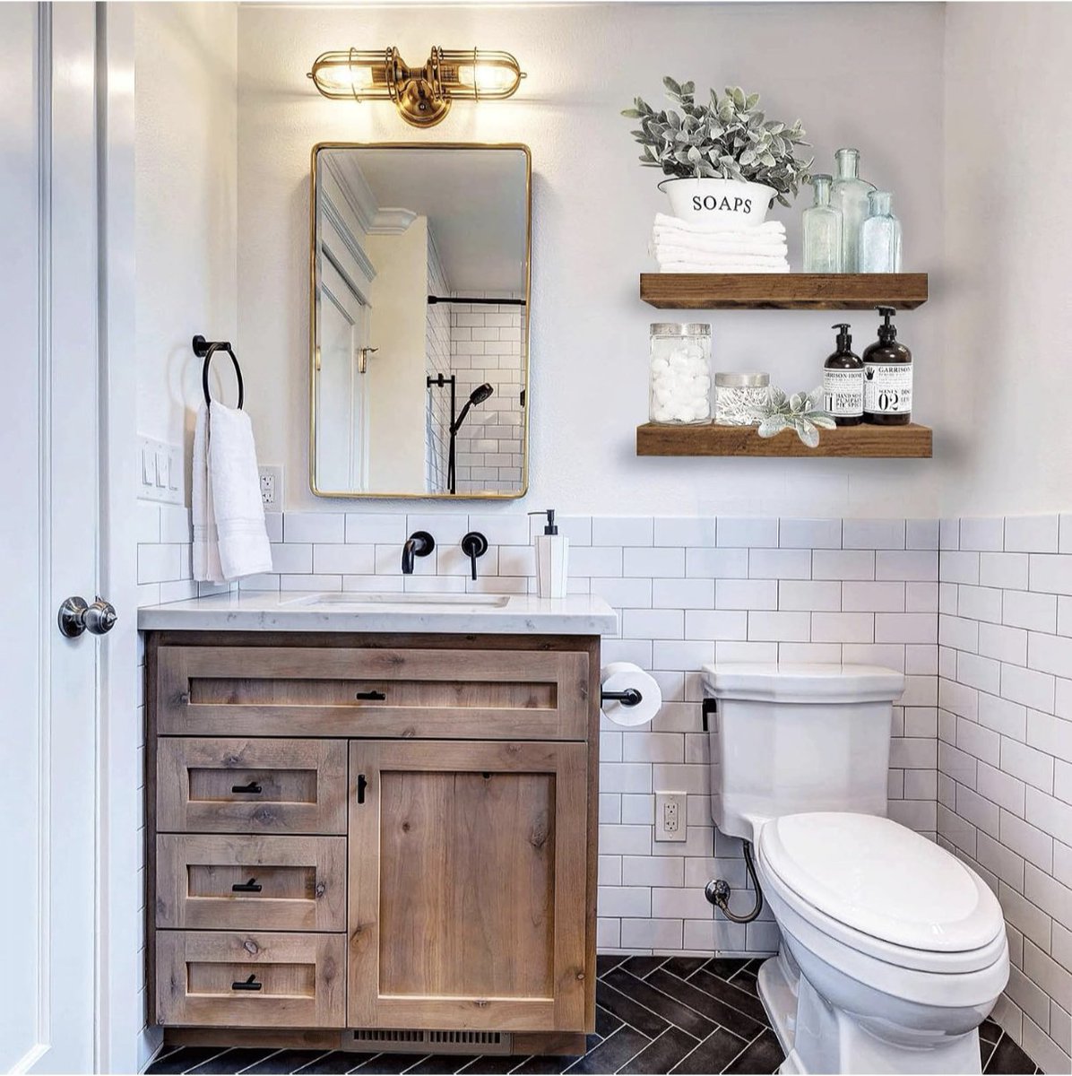 AlwahaEstates's tweet photo. Add farmhouse charm and extra storage to your bathroom! 🤎

These rustic floating shelves are perfect for displaying décor, plants, toiletries, or books while keeping your space organized.

🛒 https://t.co/rVwBlR2gmP

#ad #FloatingShelves #FarmhouseStyle #HomeDecor #AmazonFinds https://t.co/rKlpk1pzTI