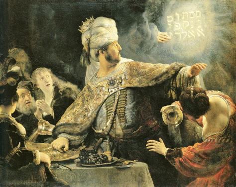 MROsborneAuthor's tweet photo. Luminous Glyphs and Passes. 

Rembrandt’s ‘Belshazzar’s Feast’ (1635) depicts the scene in Daniel when Belshazzar uses sacred vessels looted from the Jerusalem Temple, and a mysterious hand appears and writes:

“Mene, Mene, Tekel, Parsin” 

“Numbered, numbered, weighed, divided” https://t.co/vTp1GQBq41