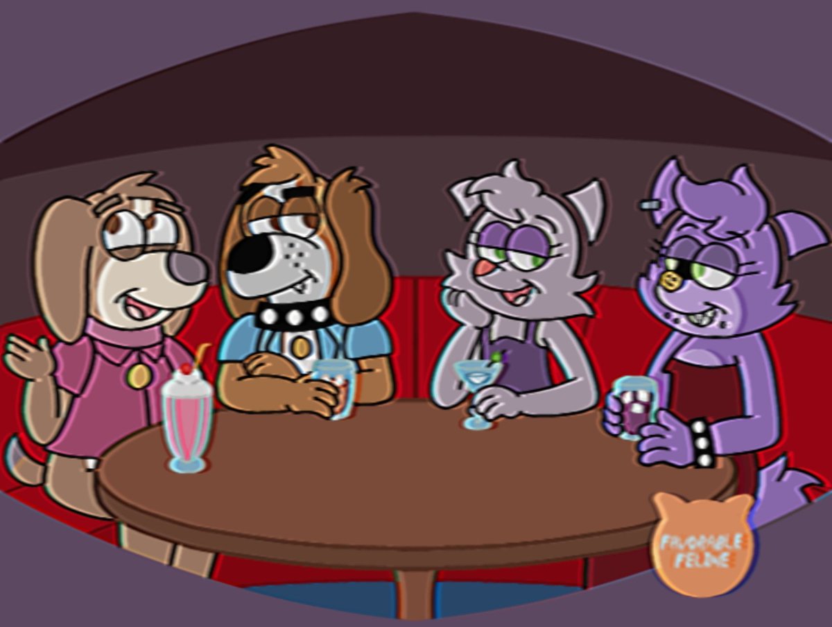 FelineFeli57156's tweet photo. Double attack for @FreakyKlown69 and @LickerPussyo_
Canine, Milo, Kitkat, and Naomi on a double date! Hope you like! ^^
And this is my final attack for artfight 2026! What a wild ride! ^^
#artfight #occharacter #cartoon #1990s https://t.co/UDBlRimpGt
