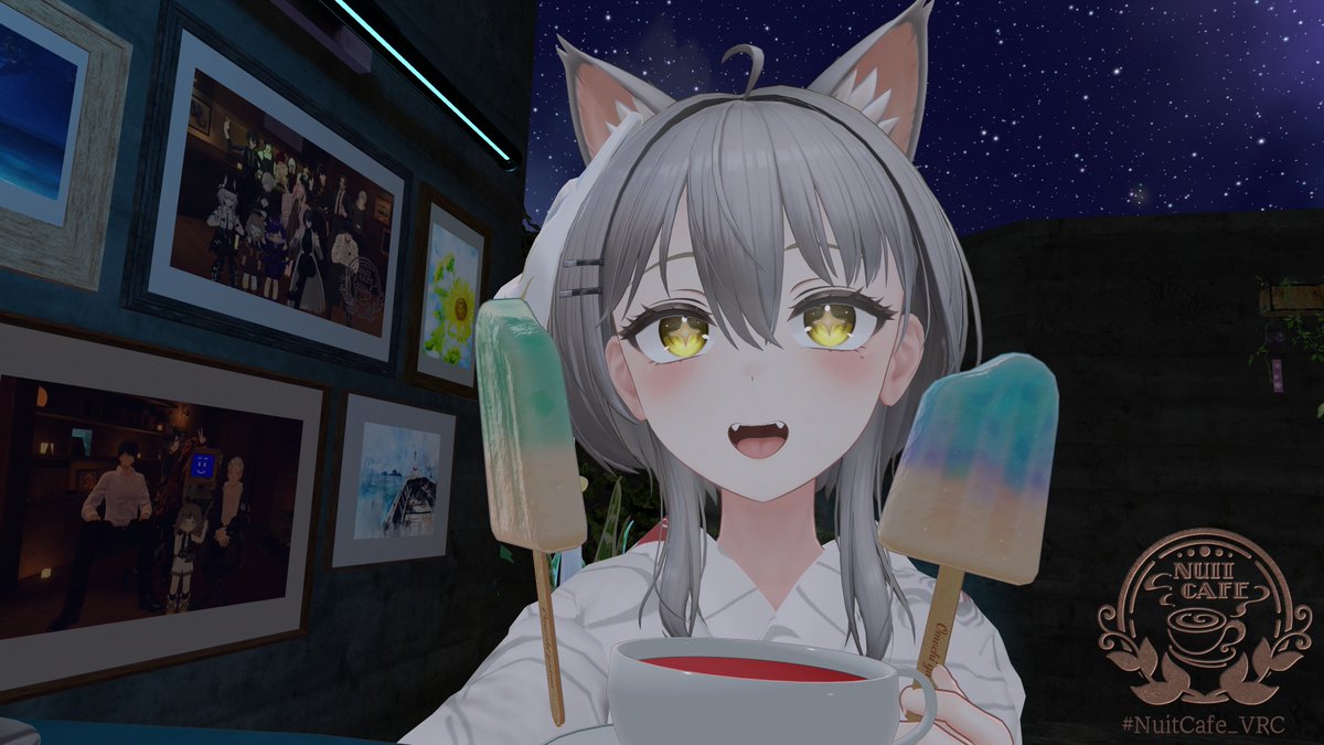 Miyanakong's tweet photo. #NuitCafe_VRC
昨日行ってきますた！マイクバグって最後会話できんかったの悲しみ！
みんなの話聞けて楽しき！ https://t.co/RwsoS9daVR