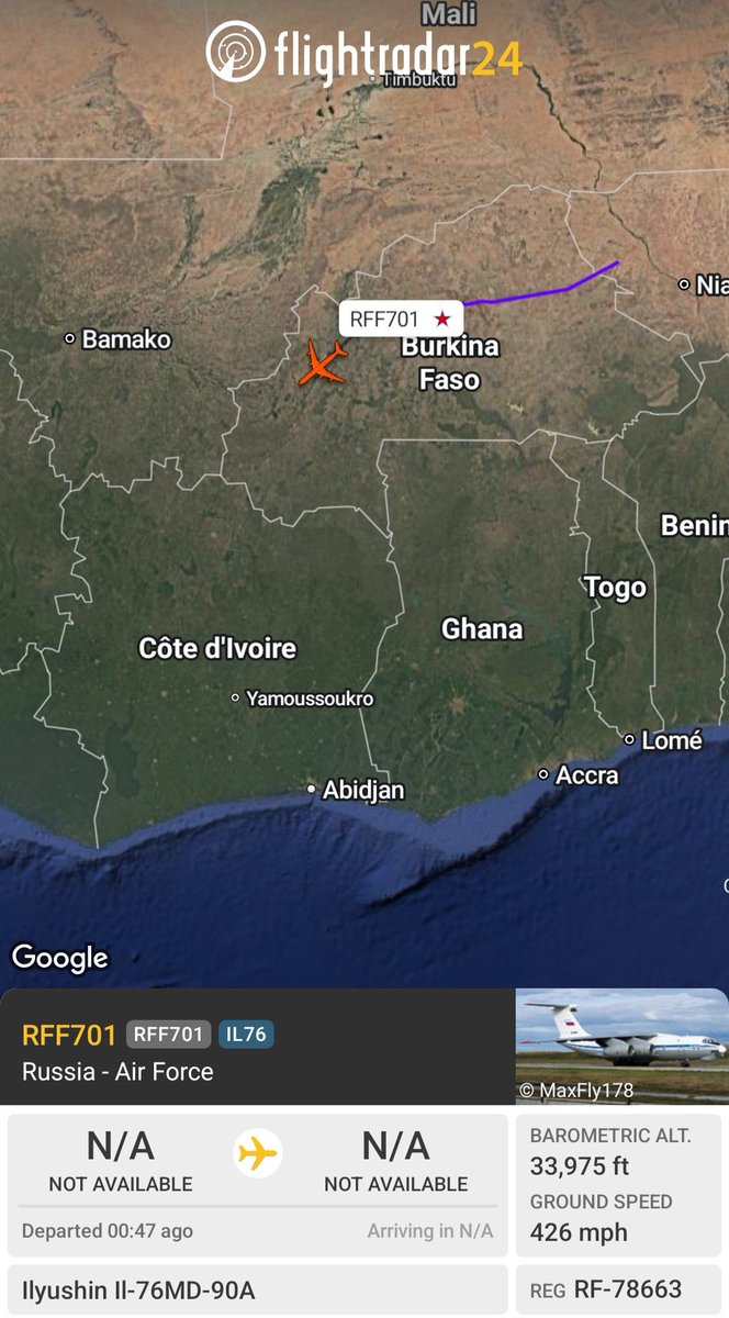 Borrowed7Time's tweet photo. @sipjack1776 @thereccelizard @holgidaun @RBbethetruth @LadyAstroJet RuAF RF-78663 as RFF701 currently tracking SW over Burkina Faso. 
@sipjack1776 @thereccelizard @holgidaun @RBbethetruth @LadyAstroJet https://t.co/MF4f6VIo1K