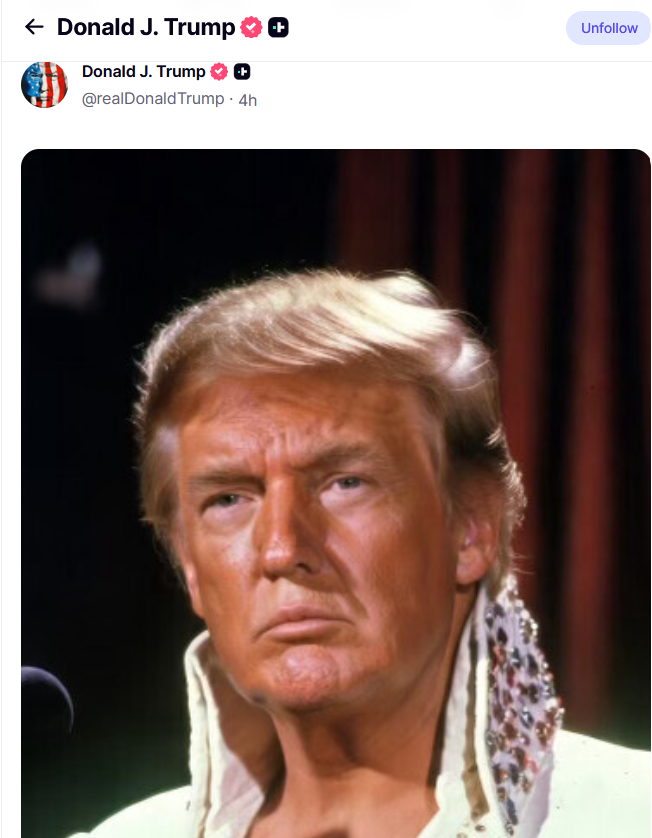 KateEmersonBri's tweet photo. The world should be laughing...maybe it is. But no one is letting on...#TrumpasElvis https://t.co/AlTjSaX2Xu