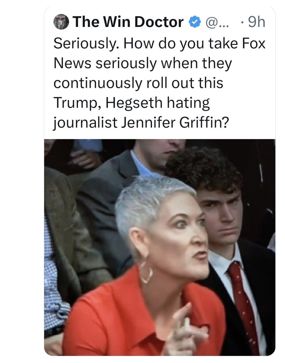 RickSchoen35735's tweet photo. @GigaBeers @FoxNews Where is she getting her information? Is she committing trees in? She hates President Trump and she hates Pete hegseth! https://t.co/sFNEPLjjCe