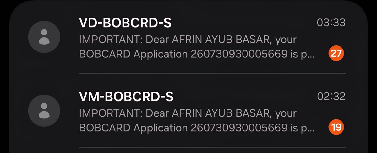 afrinbasar's tweet photo. @bobcardofficial  have you guys lost it? 50+ sms + emails respectively for completing application?? This is sheer harressment . Stop it right away! https://t.co/6HG9hhnVxQ