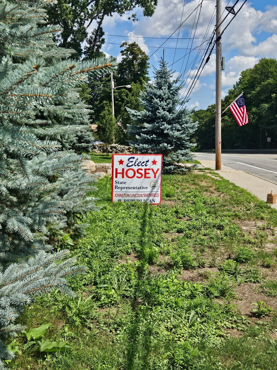 HoseyForRI's tweet photo. A HUGE shout out to Haywood Farm in Johnston for supporting my campaign to bring common sense change to Rhode Island.
Please support local farms like Haywood Farm, Blackbird Farm, and Sweet Liberty Farm.  These family farms are not only part of the fabric of our communities, they also raise and treat their animals with great respect and care.
Rhode Island Family Farms produce the healthiest food available in our state.
Rhode Island farms are under utterly absurd pressure by Rhode Island Democrat Lawmakers.  Please buy local!
Special thanks to Peter Tremantozzi for the solid planting of my 4' x 4' campaign sign.  One of his many talents.

#HoseyForRI #JohnstonRI