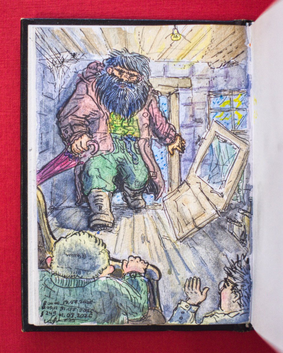ApolloDoingArt's tweet photo. "Harry — yer a wizard."🪄

A bit late for Harry Potter’s birthday (July 31st), but… 

My watercolor illustration of Hagrid bursting into the hut, where the Dursleys tried to hide Harry from getting his Hogwarts letter

#HappyBirthdayHarryPotter #HarryPotter https://t.co/WSSbnBewx5