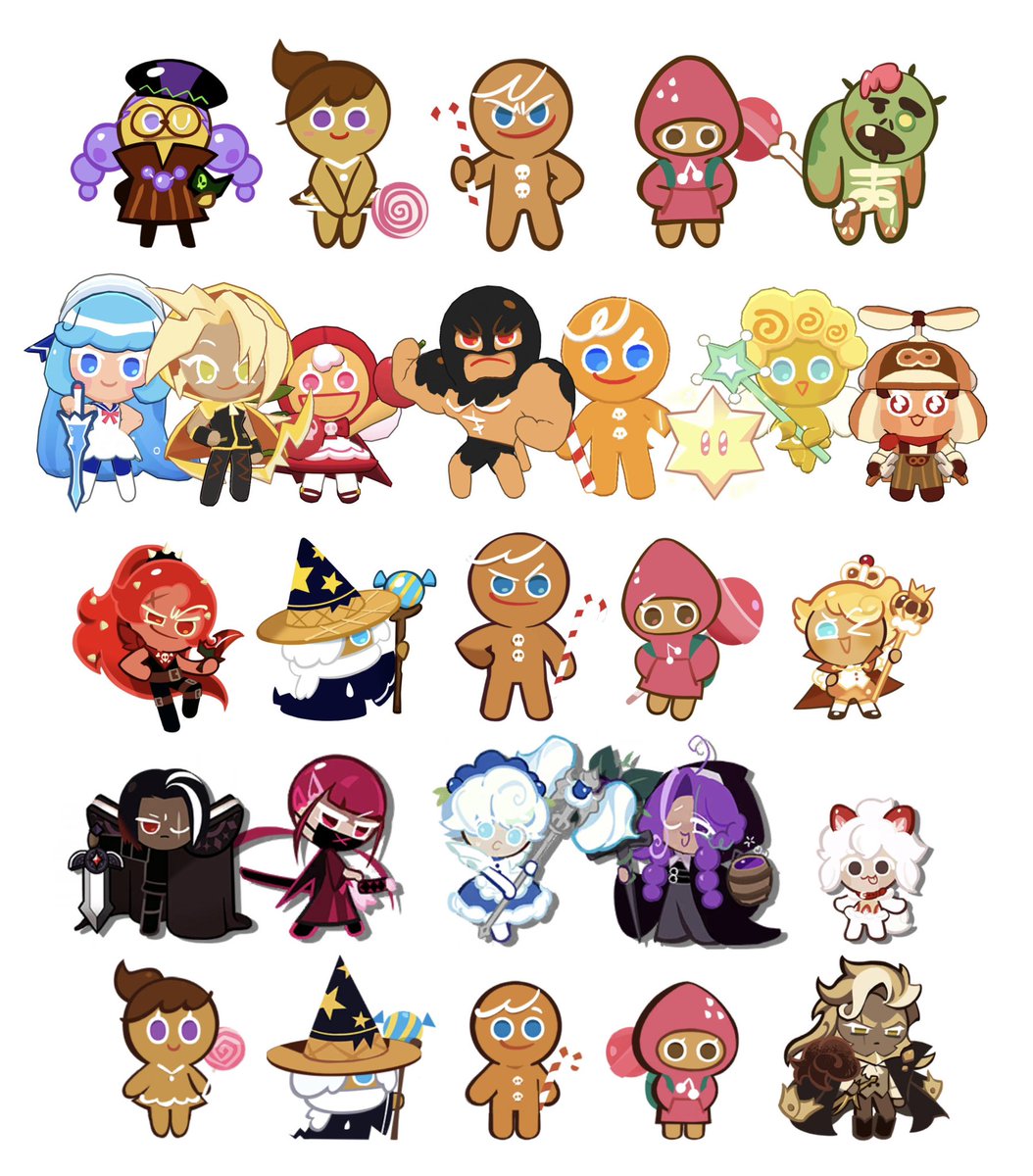 elontitties2000's tweet photo. I love seeing the different main casts for all the cookierun games #cookierun https://t.co/FhO46S31aC