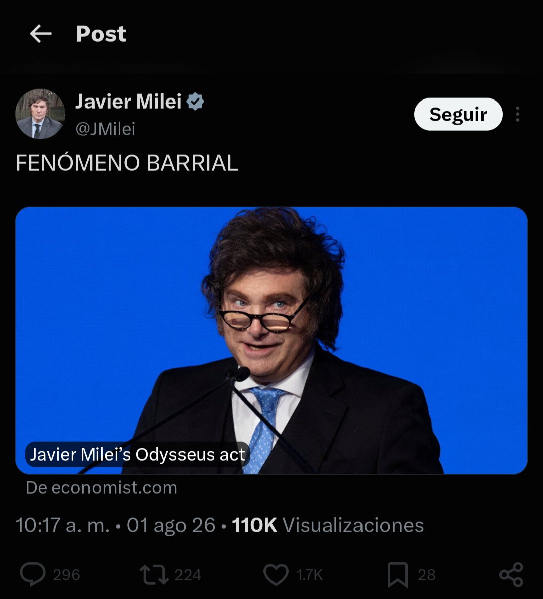 ArrepentidosLLA's tweet photo. FENÓMENO PAÑAL

Milei acaba de compartir una nota de The Economist donde cuentan que creció el DESEMPLEO, cayó la ACTIVIDAD y que su gobierno está lleno de escándalos de CORRUPCIÓN https://t.co/mYR4iBRHwA