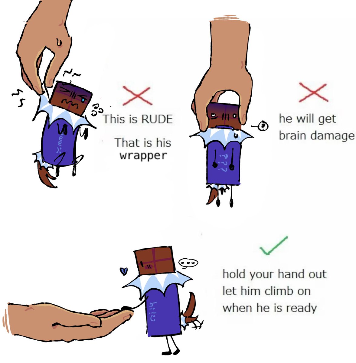 scrawliver's tweet photo. how to handle your chocolate bar ^_^ !!  #eeeosc https://t.co/QEA65kRqP6