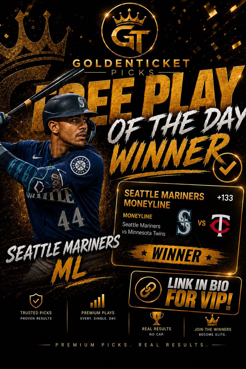 BetGoldenTicket's tweet photo. 🎟️ GoldenTicket Free Play CASHED ✅                    📈 3-1 Free Play Record #sportsbetting https://t.co/HUwVRvWE65
