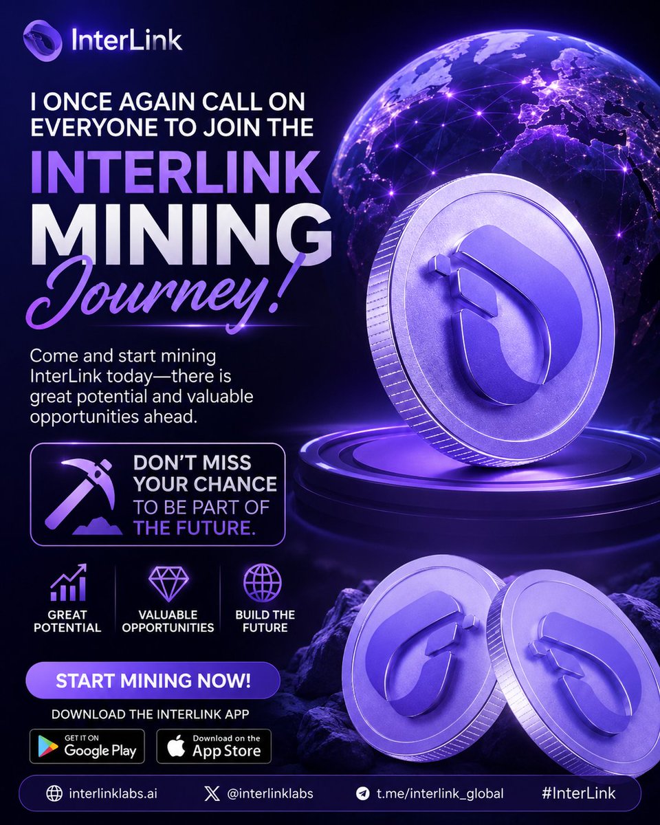 Alhajiamee21644's tweet photo. I once again call on everyone to join the InterLink mining journey. Come and start mining InterLink today—there is great potential and valuable opportunities ahead. Don't miss your chance to be part of the future. 🚀💜

#InterLink #Crypto #Web3 #Mining https://t.co/zTrQLqoOE2