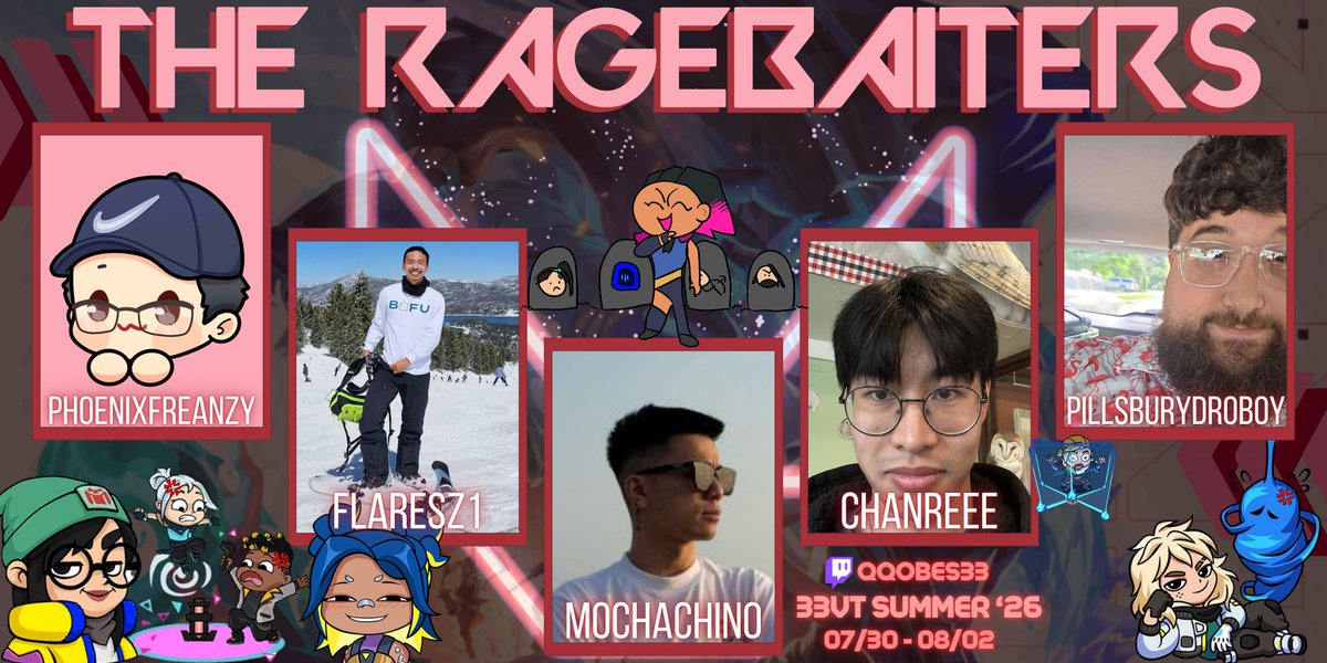 QQobes33's tweet photo. SUMMER 33VT 26' DAY 3 MAIN STAGE
The QQreamery vs The Ragebaiters
LIVE NOW!
Graphics Cred:@NataKatsukii
📹: https://t.co/e0n20iABPy
#VALORANT #Tournament #eSports #QQobes33 https://t.co/GLazCTTgVI