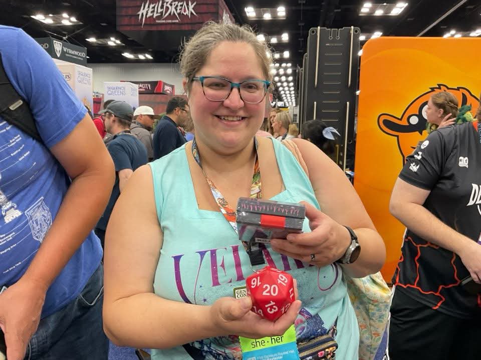 MimicDice's tweet photo. Follow along at #gencon as we track the lives of today’s big winners and even bigger losers. That one girl was forced to adopt a TURTLE! Mwa ha ha, and it wasn’t even a ninja or something. https://t.co/7zklAVbRuq