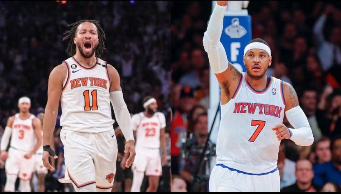 pisounalinha's tweet photo. Carmelo Anthony falando sobre os $113M que Jalen Brunson abriu mão para ajudar o Knicks.

“Eu não teria feito isso. Escuta, você não consegue ganhar $113M fora das quadras, por melhor que seja. Muitas pessoas que estão fora da quadra há anos e anos custam para acumular esse dinheiro. É difícil compensar”.

“Isso aí é diferente, ele está ganhando algo, ele vai ganhar muito com o título, mas é uma decisão difícil de se tomar… a lógica em assumir esse risco é algo que eu não entendo, mas funcionou pra ele”.

Espera-se que Brunson recupere grande parte desse dinheiro em seu novo contrato, que deve romper a faixa dos $300M.

Mas isso diz MUITO sobre Brunson, independente de recuperar ou não… e talvez sobre Melo, especialmente considerando o quanto uma visão de longo prazo teria ajudado sua carreira, ainda mais no Knicks.