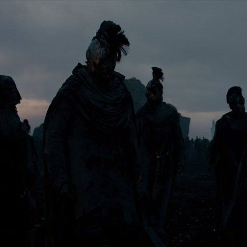 nightwriter22's tweet photo. The scene that fascinated me most, above all the others I admire, is the Hades sequence—the underworld. If anyone needs a reason to see The Odyssey, they should go for this sequence alone, even though every scene is worth experiencing. Nolan’s camera lingers on the faces of the dead. The performances, the score, and the color palette in the sequence are dark, poetic, grim, gorgeous, dreamy, and otherworldly all at once.