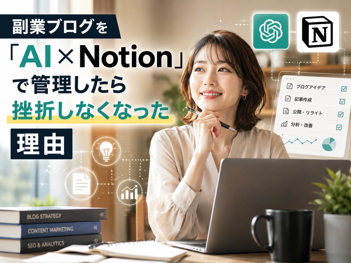 mideax's tweet photo. 副業ブログを「AI×Notion」で管理したら挫折しなくなった理由

ニュースメディア編集長として編集部のタスク管理に携わり、現在はAIアフィリエイトを実証実験している筆者が、3回の挫折を経て今も続いているNotion×AI管理術を、失敗談込みで正直に公開します。
https://t.co/Tb7UTiCn9W https://t.co/sQGSF9s8Nq