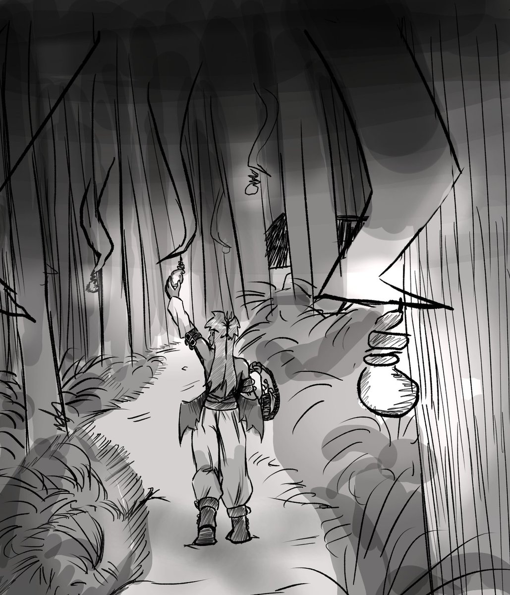 Mokosart's tweet photo. clementine (her names clementine now) walking home through the lumenectar forest https://t.co/L8FGTjGZSR